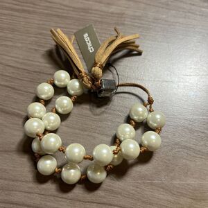 Chico's Cream and Tan Beaded Bracelet
